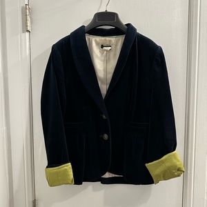 EUC J. Crew Navy Peplum Eden Velvet Jacket Blazer 17306 Women's Size 4